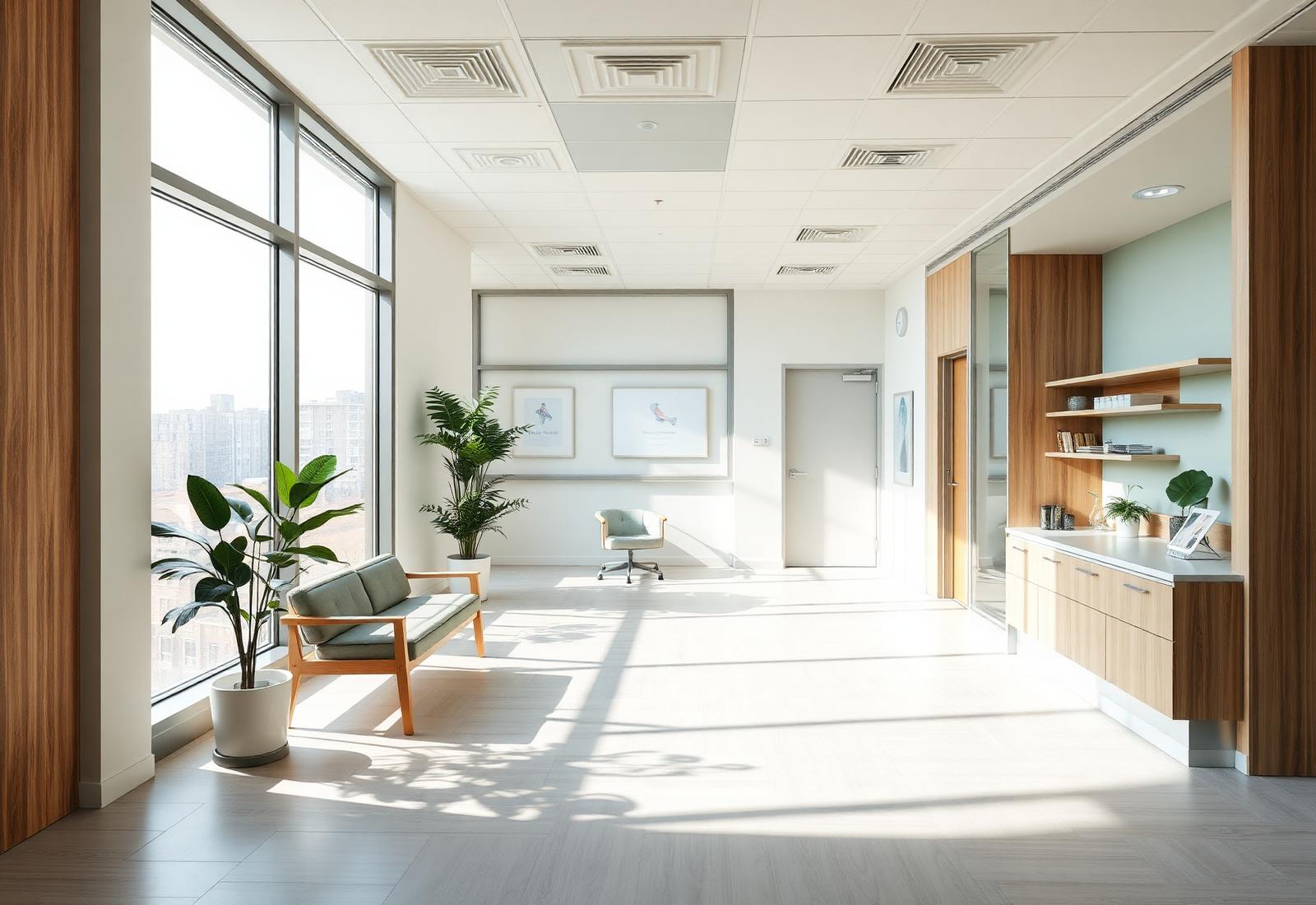 Sunlit waiting area at Orchid Medical Group in Miami Lakes